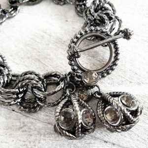 Caged beads Gunmetal tone bracelet